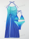 Set 3PCS Bikini Azul con Cubridor