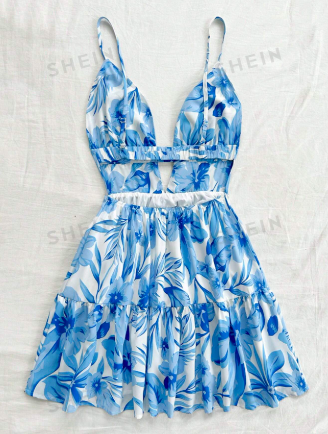 Vestido Corto Azul Estampado