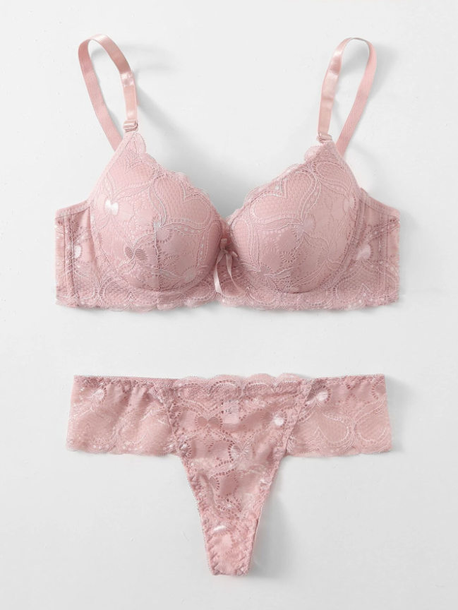 Set 2PCS Brasier y Panty Rosa