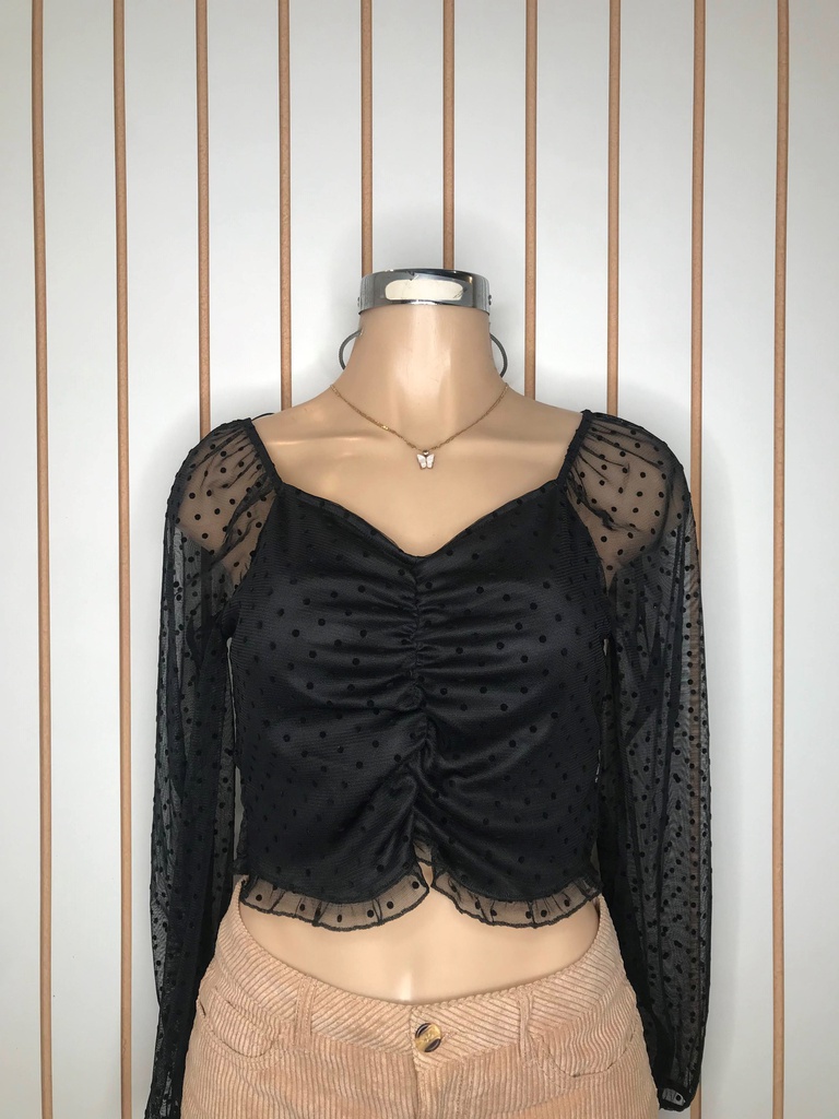 Blusa Top Con Mangas Transparentes