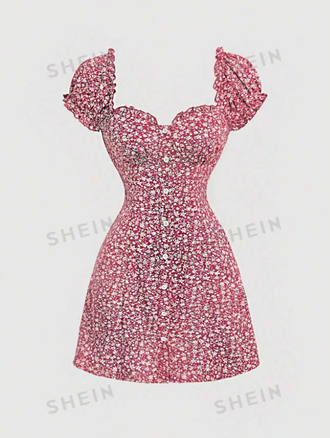 Vestido Corto Rojo Floral