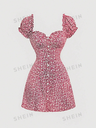 Vestido Corto Rojo Floral
