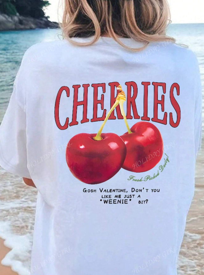 Camisa Blanca Oversize Cherries