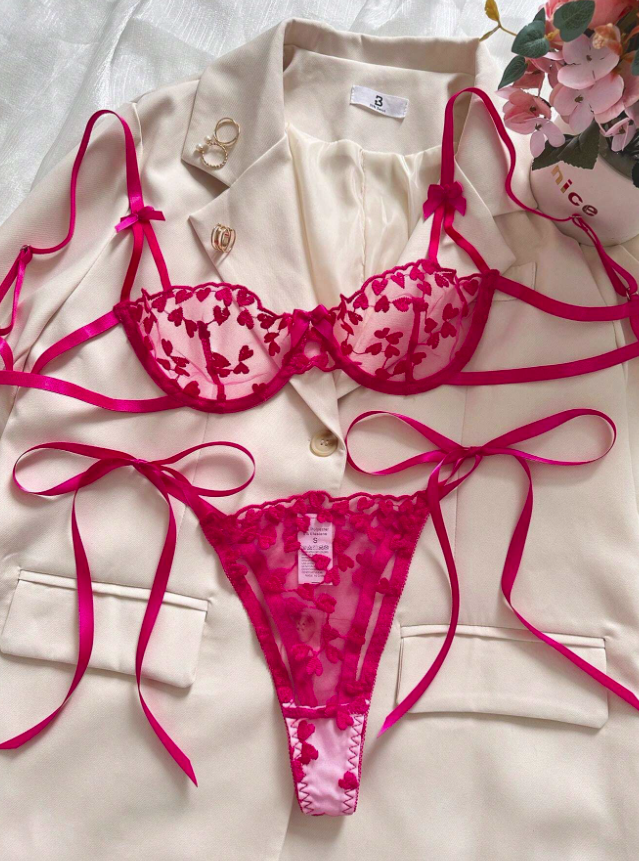 Conjunto 2PCS Rosa Corazon