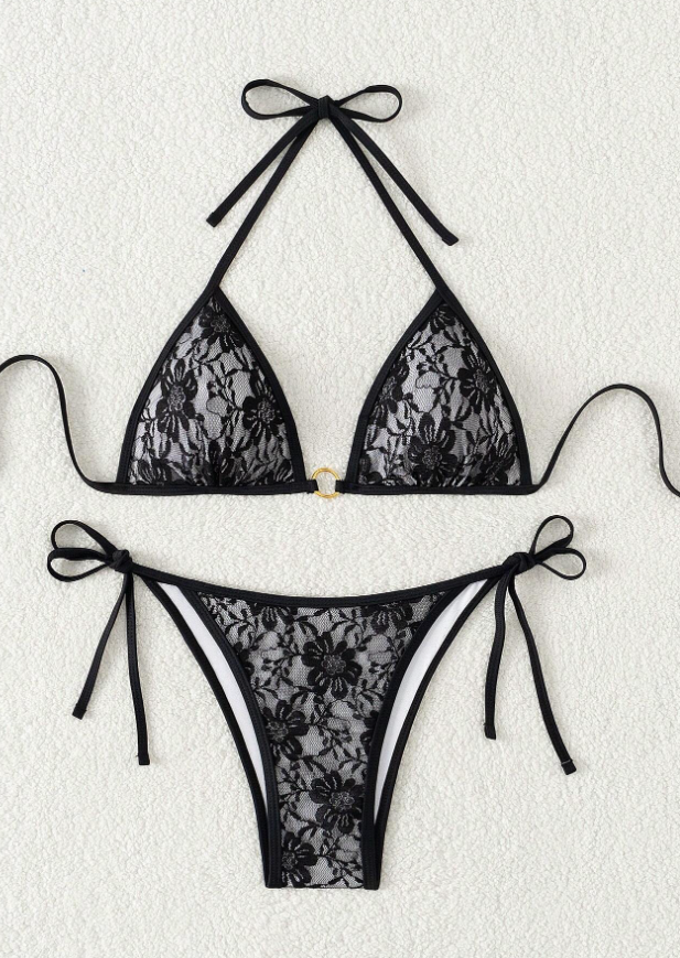 Bikini Negro 2PCS Encaje