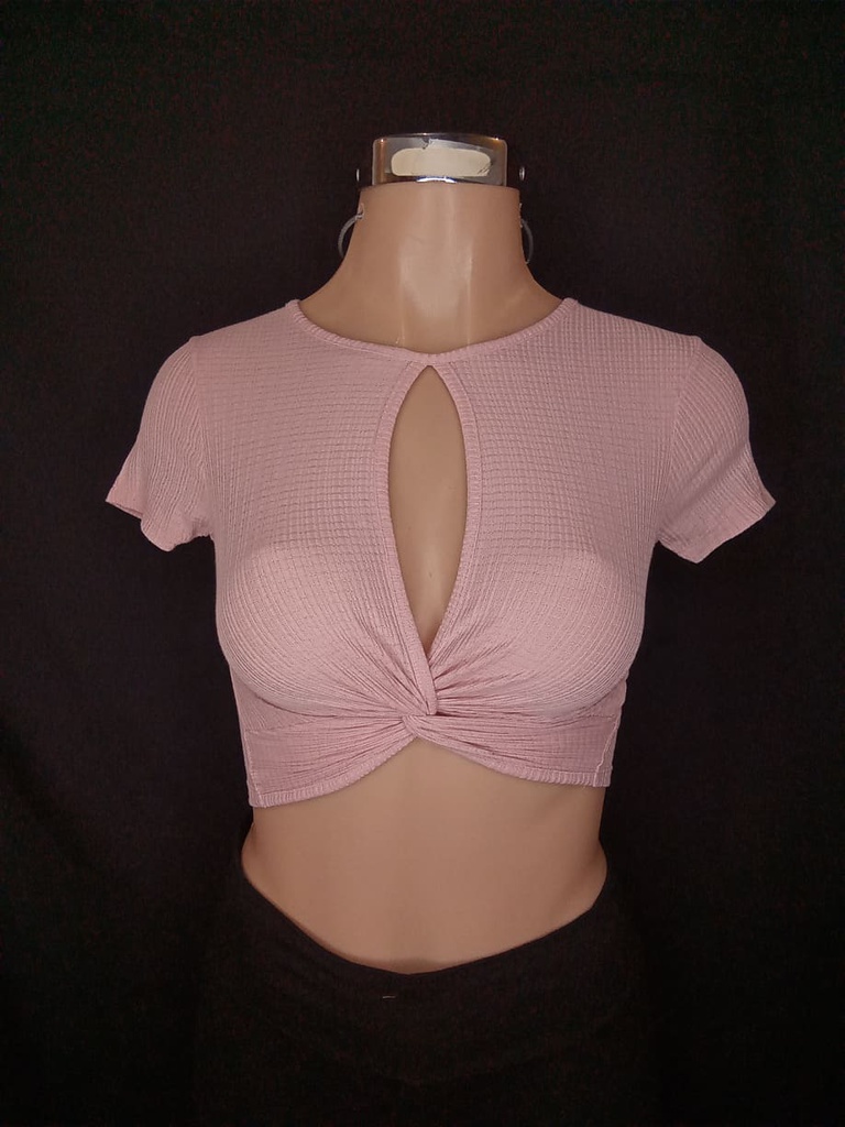 Blusa con Nudo Rosa T-186L