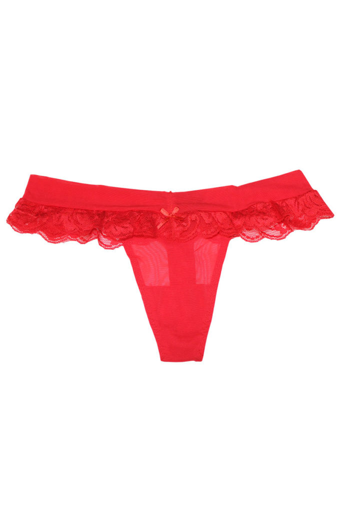 Tanga Roja con Olan de Encaje