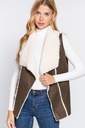 Chaleco Cafe Tipo Cardigan de Gamuza