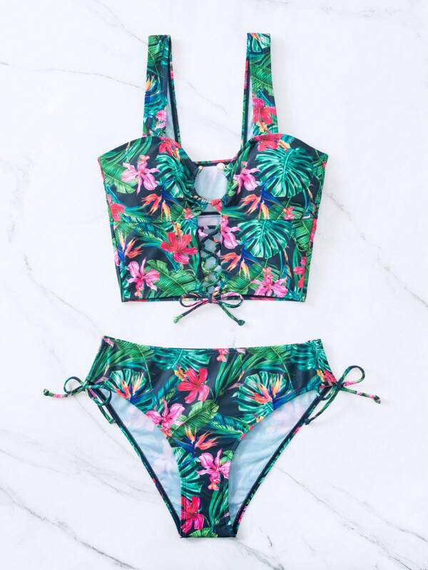 Bikini 2PCS Tropical Corte Alto