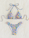 Bikini Floral Azul Halter Triangle