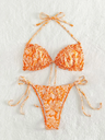 [SHEIN sw2211240949894458] Bikini 2PCS Naranja Fruncido Halter Tiangle (S (4))