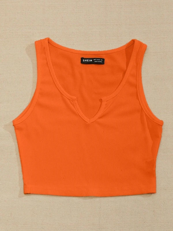 Crop Top V Corto Naranja