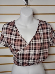 Crop Top Escote Cruzado de Cuadros