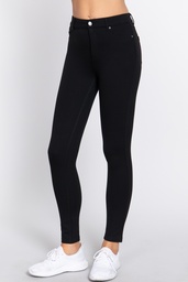 Pantalon Skinny Negro de Punto Medio