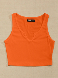 Crop Top V Corto Naranja