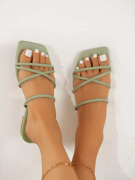 [SHEIN sx2206080315174440] Sandalias de Lazo Verde