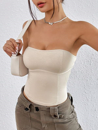 Crop Top Strapless Apricot