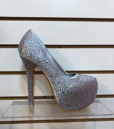 [BELLA LUNA LOUSIA-02 TACON] Zapatilla de Brillos Plateado