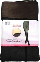 [098 faux sheer and fleece lined ANGELINA] Pantimedia Afelpada Beige 098