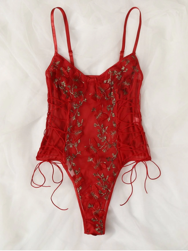 Bodysuit Teddy Rojo de Encaje