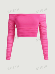 Blusa Crop Rosa de Manga Larga