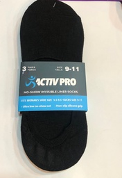 [ACTIV PRO NO SHOW INVISIBLE LINER SOCKS MLS01PB] Tines Negros 9-11 ACTIV PRO