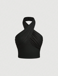 Top Negra de cuello Halter