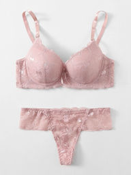 Set 2PCS Brasier y Panty Rosa