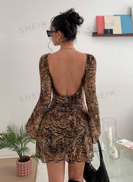 Vestido Acampanado Leopardo