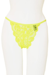 Tanga de Hilo con Encaje Amarillo Neón